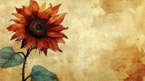 Sunflower Watercolor Painting | Vintage Floral Artwork