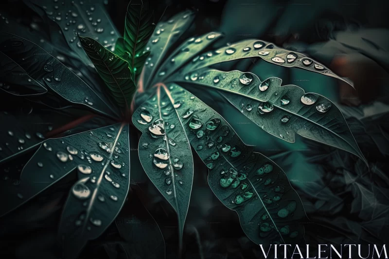 Water Droplets on Green Leaf: A Captivating Photorealistic Artwork