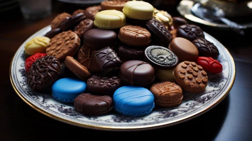 Delicious Plate of Chocolates - Close-up Image