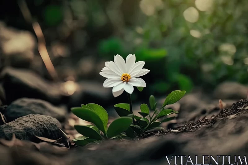 Ethereal White Flower in Enchanting Forest | Minimalist Tilt-Shift Photography AI Image