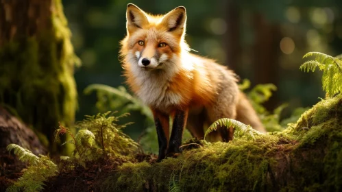 Majestic Red Fox in Forest - Curious Expression