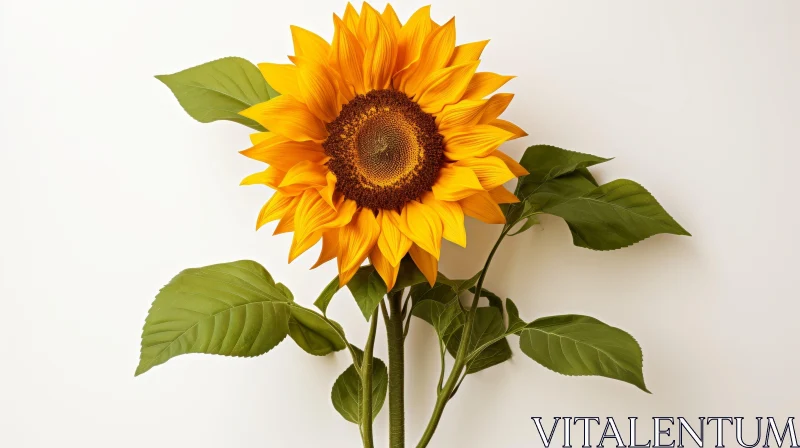 Sunflower Bloom Photography on White Background AI Image