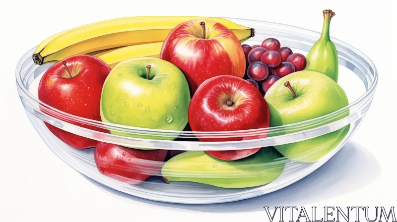 AI ART Colorful Fruit Bowl Watercolor Painting