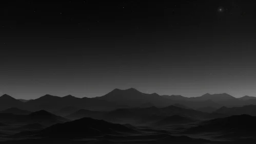 Eerie Black and White Mountain Landscape
