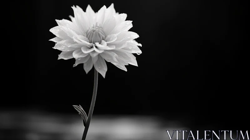 AI ART Monochrome Dahlia Flower in Full Bloom