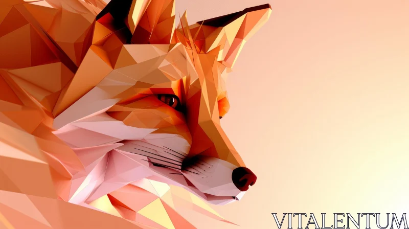 Red Fox Geometric Shapes 3D Illustration AI Image