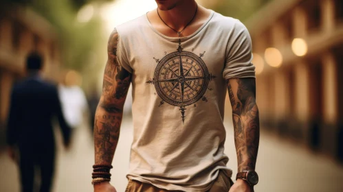 Serious Young Man with Tattoos in Urban Setting