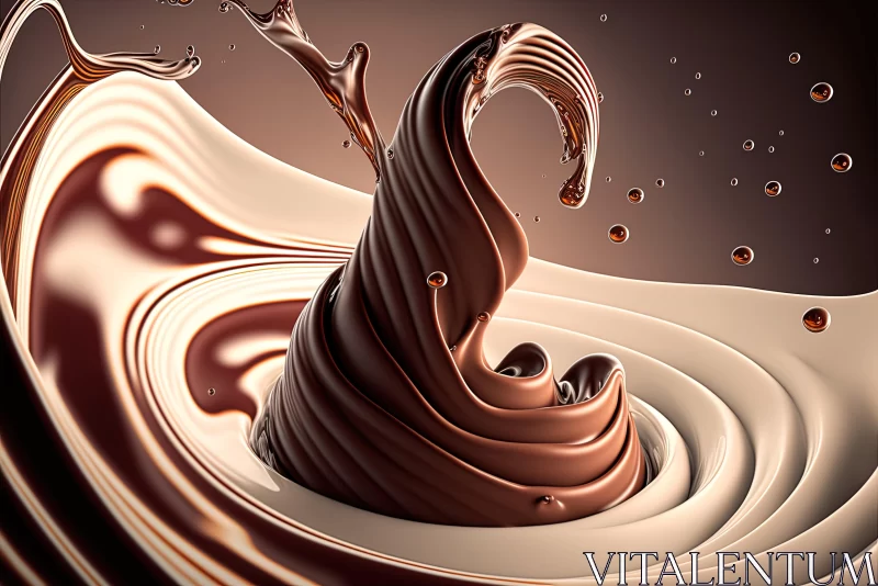 Swirling Chocolate Wallpaper | Organic Fluid Shapes | Photorealistic Rendering AI Image