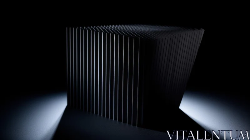 Black Paper Cube Spotlight Dark Background AI Image