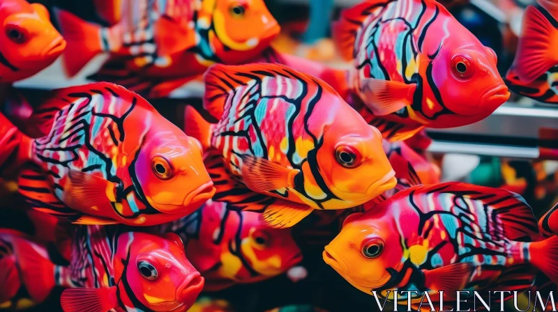 Colorful Fish Swimming in Unison AI Image