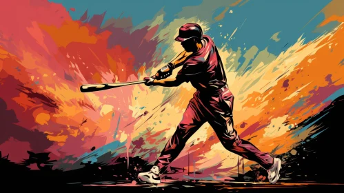 Dynamic Baseball Batter Digital Painting
