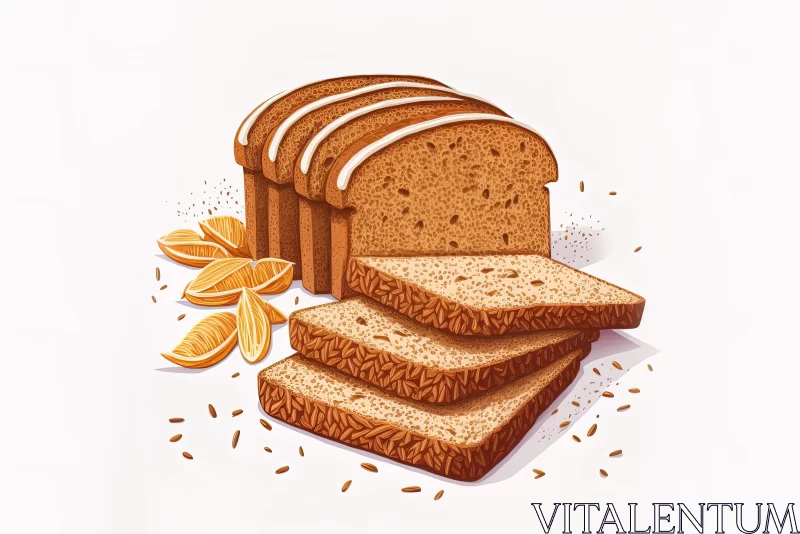 Exquisite Banana Bread with Orange Slices - Highly Detailed Illustration AI Image