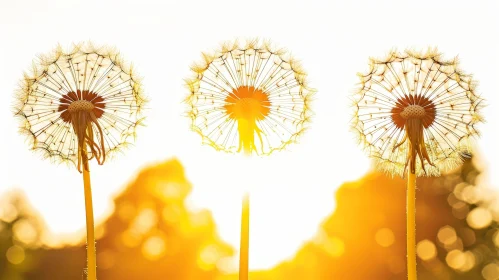 Glowing Dandelions at Sunset - Nature's Beauty Captured