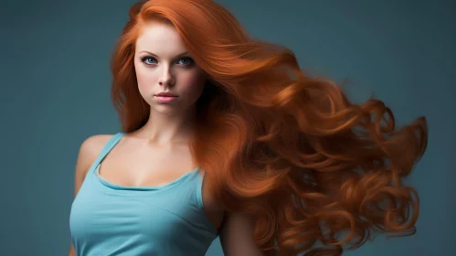 Serious Young Woman with Red Hair in Close-Up Shot