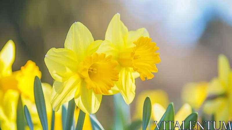 AI ART Yellow Daffodils Bloom - Floral Beauty