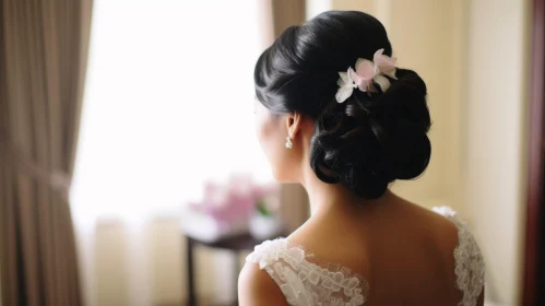 Elegant Bride with Beautiful Hairstyle by Window