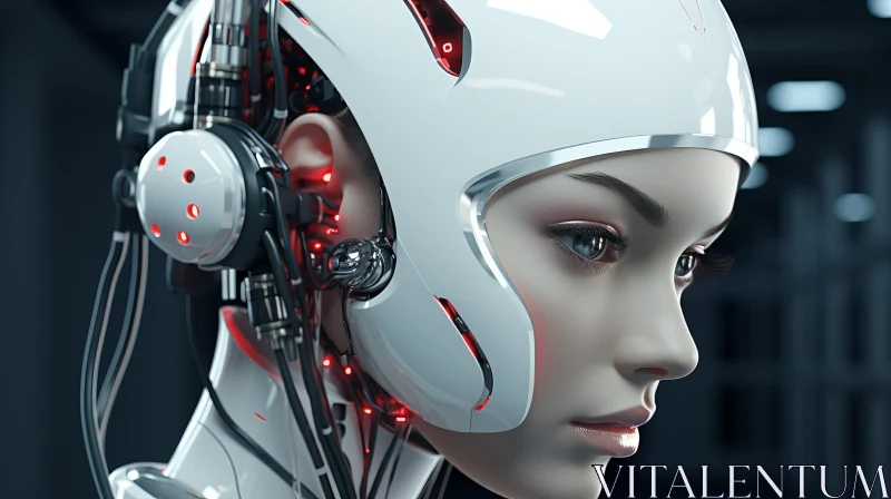 Futuristic Female Cyborg Portrait AI Image