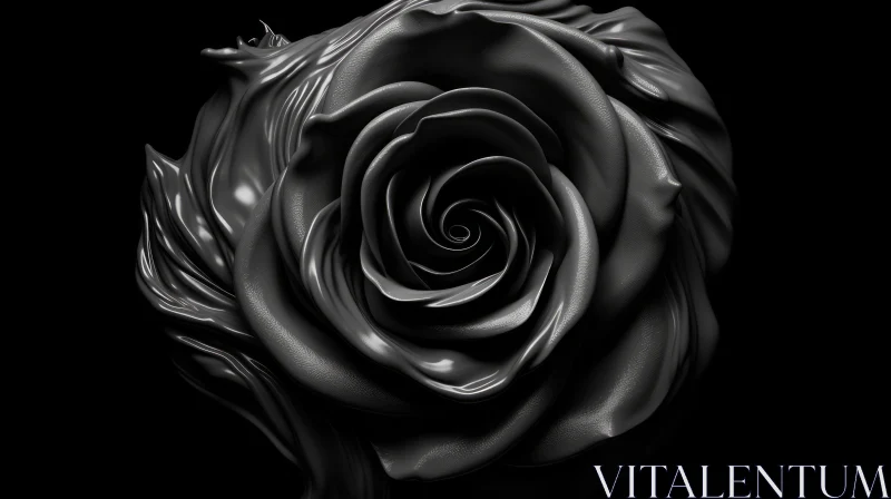 Black Rose 3D Rendering - Dark Background Illustration AI Image