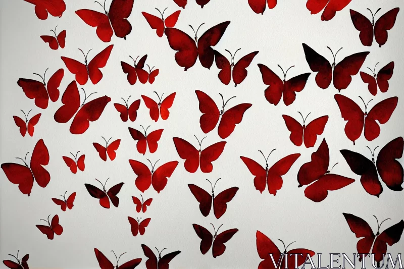Captivating Red and Black Butterfly Artwork | Emotional Watercolors AI Image