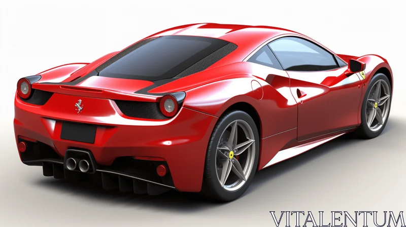 Red Ferrari Sports Car - Hyperrealistic 3D Rendering AI Image