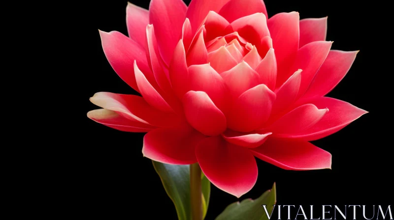 Red Ginger Flower Close-Up: Vibrant Blossom on Dark Background AI Image
