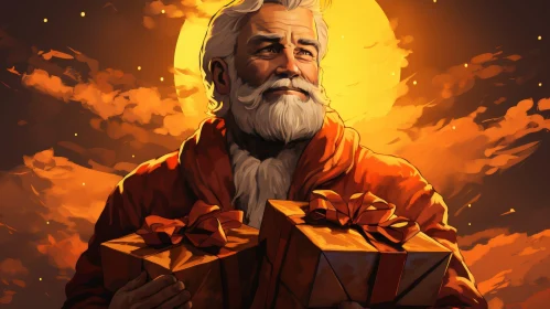 Santa Claus Digital Painting - Christmas Magic Artwork