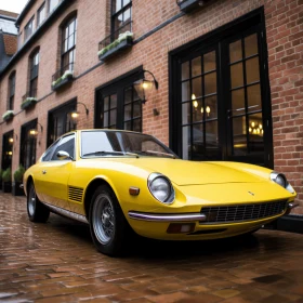 Yellow Car on Brick Driveway - Exotic Atmosphere - Artistic Photography