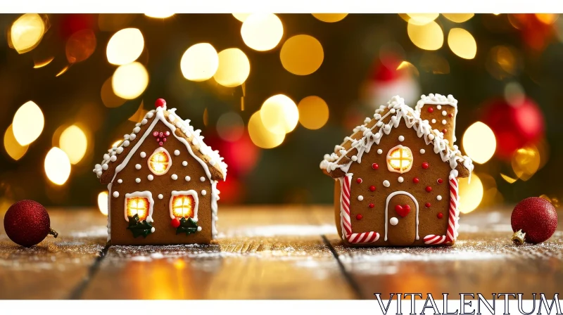 Cozy Christmas: Gingerbread Houses and Twinkling Lights AI Image