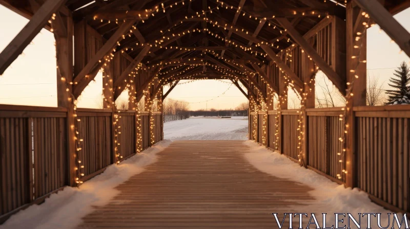 Enchanting Winter Bridge Scene AI Image