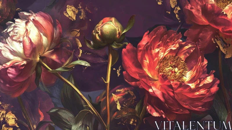 Exquisite Bouquet of Peonies - Realistic Floral Artwork AI Image