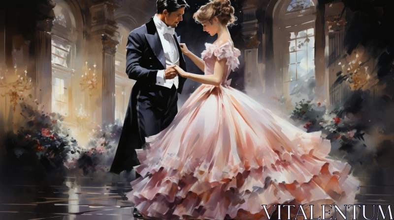 Elegant Ballroom Dance Painting AI Image