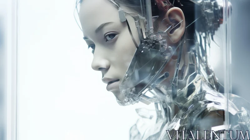 AI ART Futuristic Young Woman Portrait with Advanced Technology