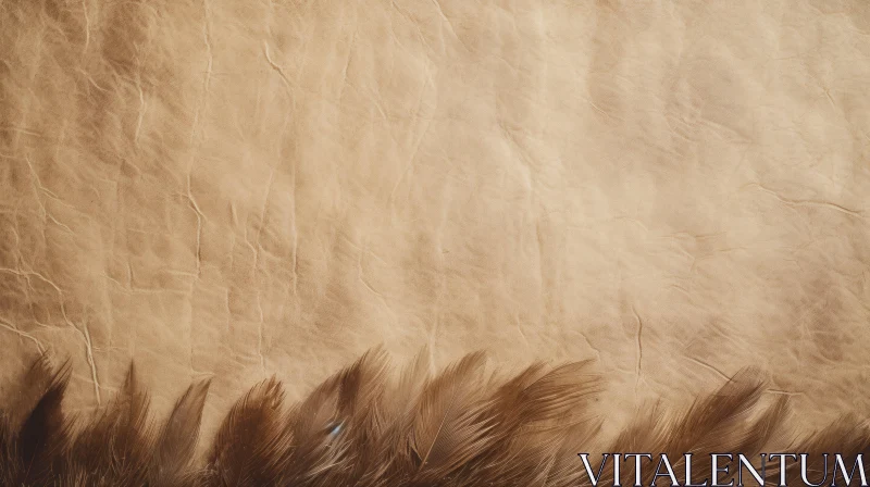 Rustic Brown Leather and Feathers Close-Up AI Image