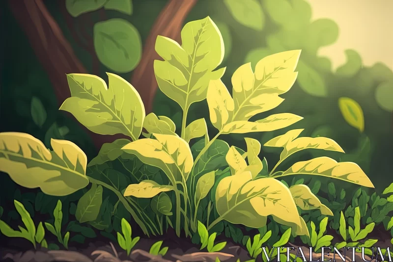 Captivating Foliage Background: Detailed Botanical Illustrations AI Image