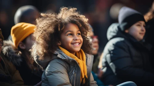 Smiling Young Girl Portrait with Curly Hair