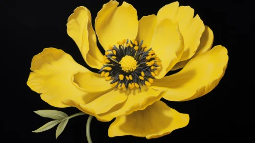 Yellow Flower Painting on Black Background