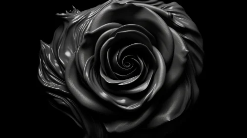 Black Rose 3D Rendering - Dark Background Illustration