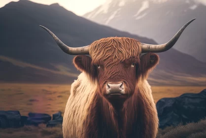 Majestic Cow in Scottish Landscape: A Captivating Nature Scene