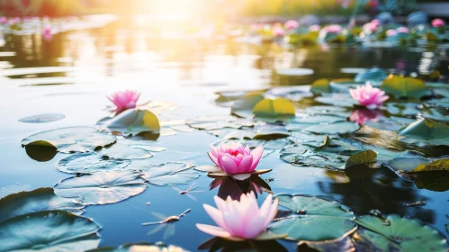 Tranquil Water Lily Pond Scene