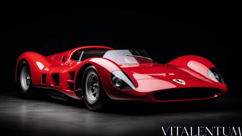 1950s Ferrari Sports Car: Bold Structural Designs on Dark Background AI Image