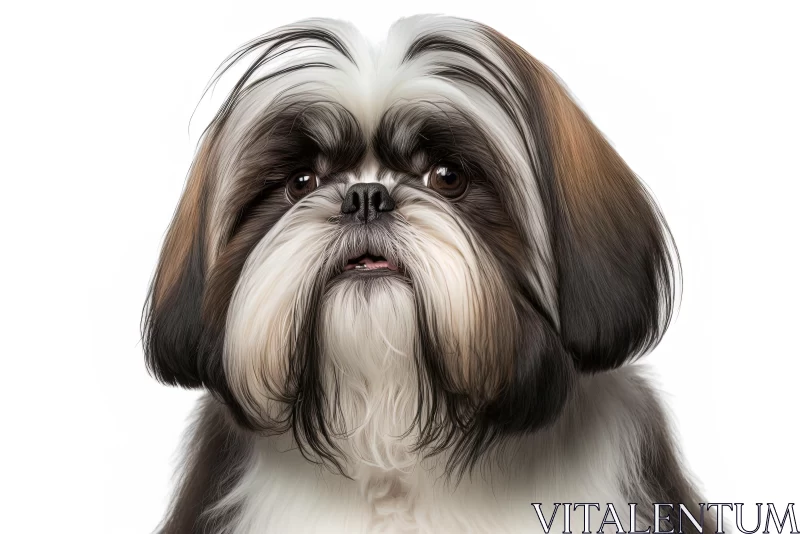 Captivating Shih Tzu Dog Portrait on White Background AI Image