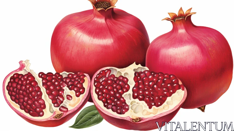 AI ART Red Pomegranates: Fresh and Healthy Fruit Imagery