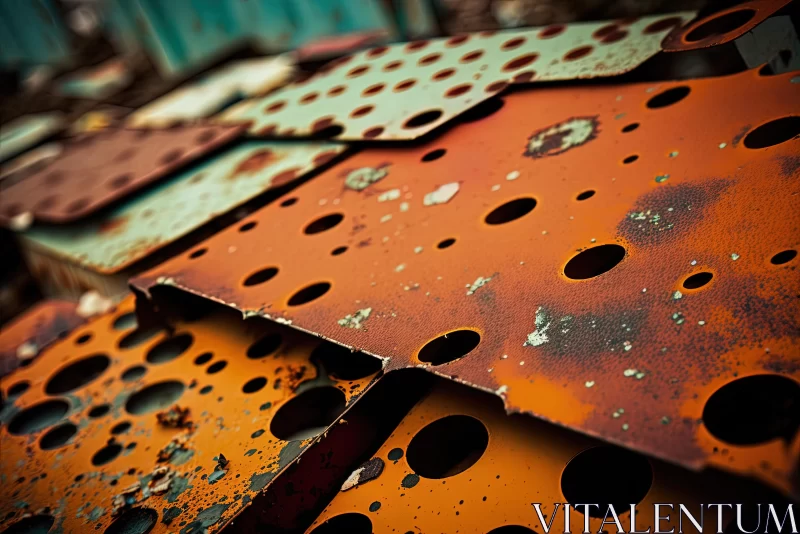 Rusted Metal in Vibrant Colors - Abstract Industrial Art AI Image