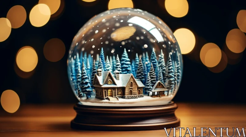 Snow Globe Winter Scene 3D Rendering AI Image