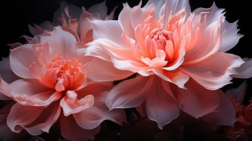 Two Pink Flowers - Detailed Petals on Dark Background