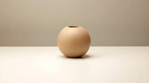 Wooden Vase on Light Beige Table