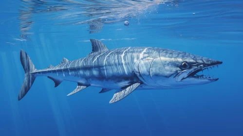 Xiphactinus audax: Prehistoric Predator Swimming in Deep Blue Ocean