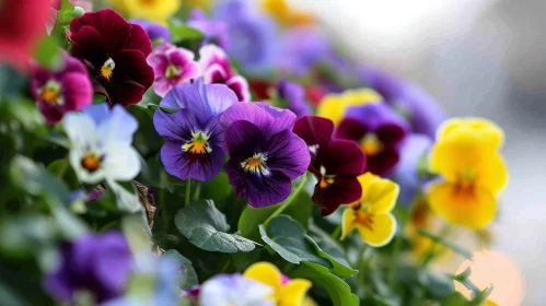 Beautiful Pansies in Varied Colors - Close-Up Floral Photography
