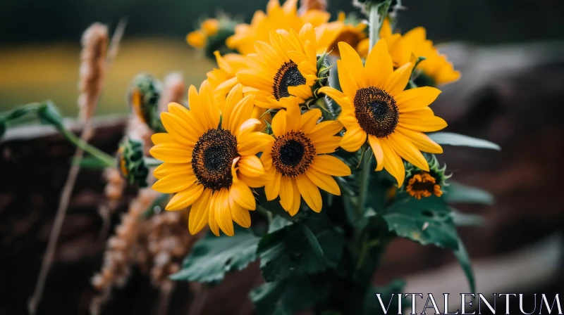 Bright Yellow Sunflower Bouquet AI Image