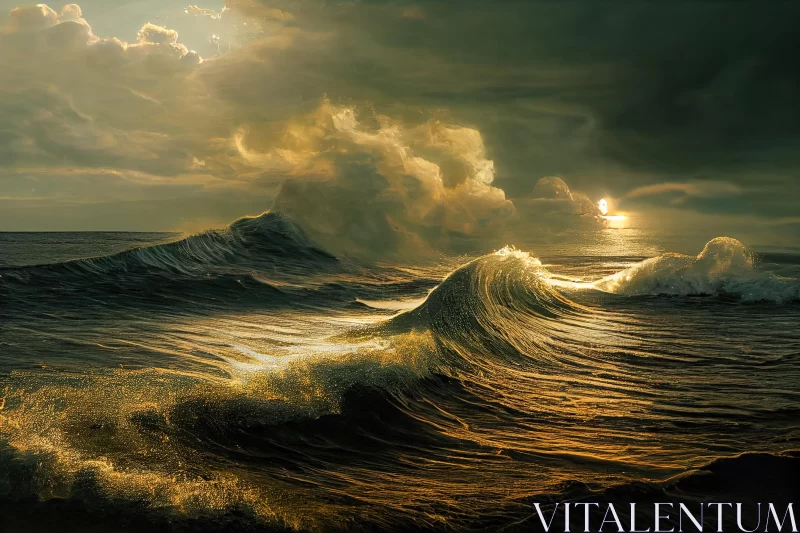 Captivating Oil Painting: Majestic Wave in Epic Fantasy Style AI Image